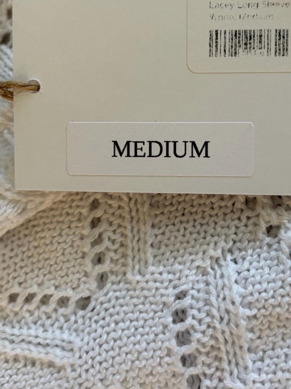 Miss Sparkling Crochet Sleeve Openwork Knit Sweater NWT - Picture 7 of 9